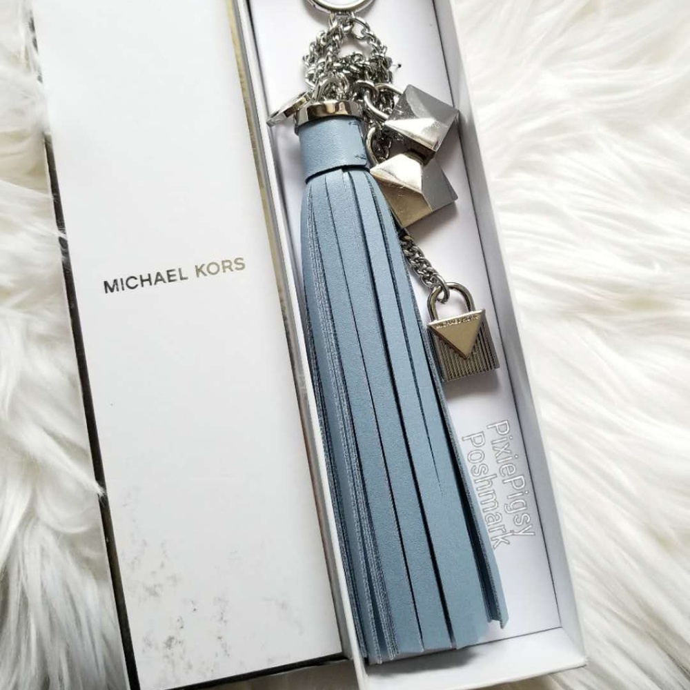 NWT Michael Kors Key Charm Leather Lock Tassel